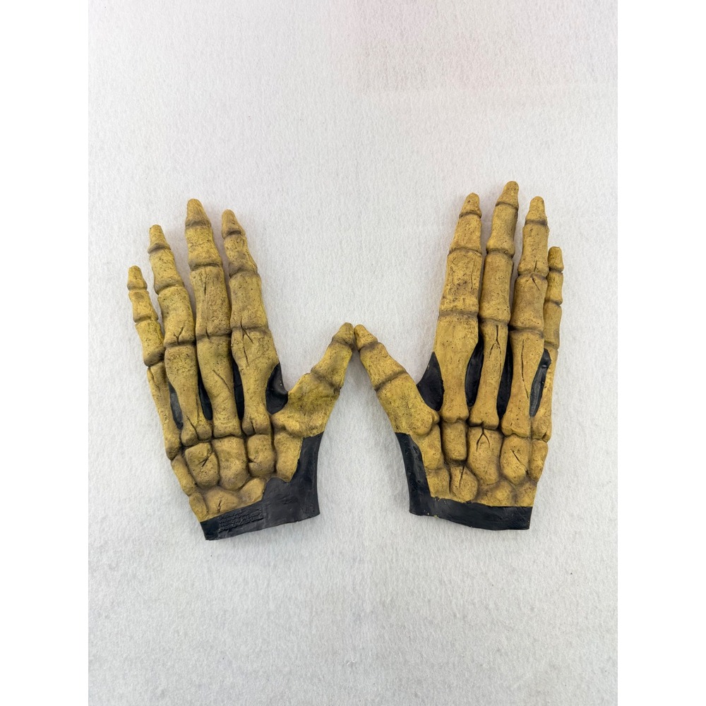 Seasons Skeleton Hand Gloves Halloween Costume Accessory Yellow Black 6154
